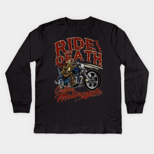 Ride till Death Custom Motorcycle Biker Skull Kids Long Sleeve T-Shirt